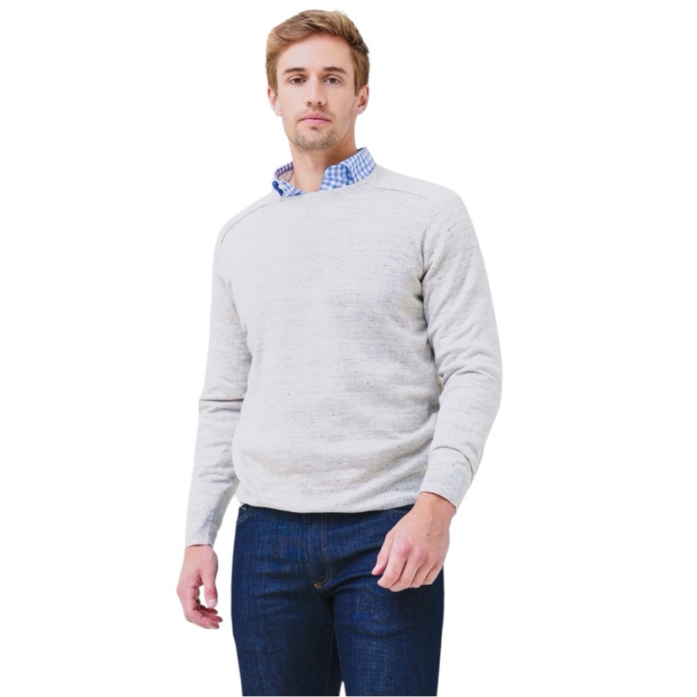 PETER MILLAR Collection Men's Port Saddle Shoulder Crew in Cream Size XL EUC